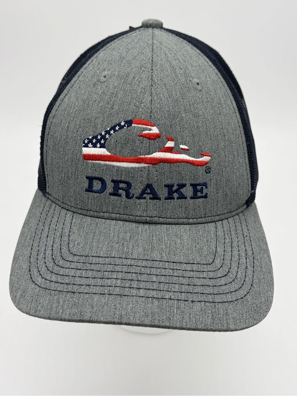 Drake Gray Snapback Hat with American Flag Logo